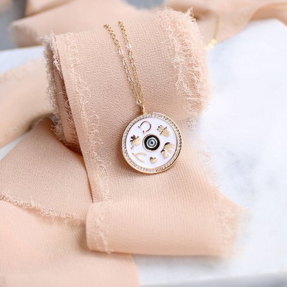 Jewelry - Crystal point necklace, floating rose quartz pendant necklace